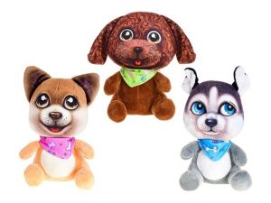 Pes plyšový 20cm sedící se šátkem 3druhy 0m+