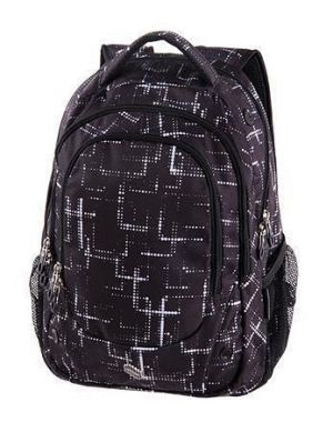 Batoh "Blast Dots", černá-bílá, USB port, PULSE 122264