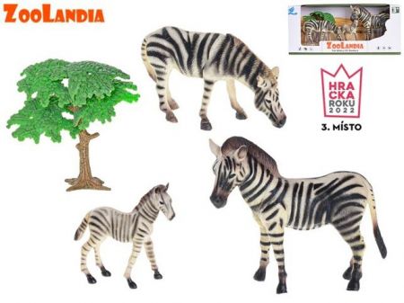 Zoolandia zebra s mláďaty a doplňky v krabičce