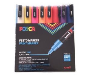 Akrylový popisovač "Posca PC-3M", sada, 16 barev, 0,9-1,3 mm, UNI 2UPC3M16DB