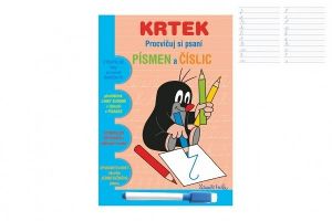 Sešit aktivit Procvičuj si písmena a číslice Krtek + stíratelný popisovač v sáčku 16,5x24