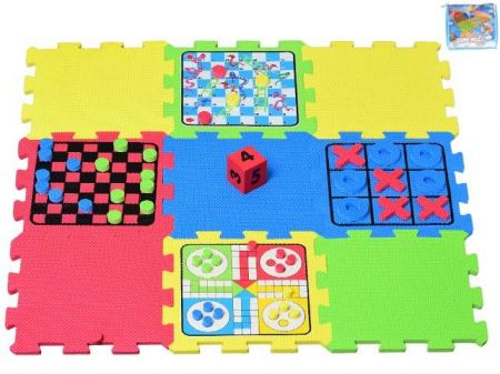 Puzzle podložka pěnová s designem společenských her v tašce se zipem