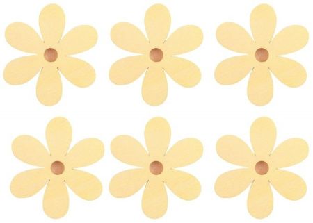 Dřevěné květy s kolíčkem 4 cm, 6 ks