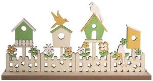 Dekorace ptačí budky na postavení 30 x 15,5 cm, barevná