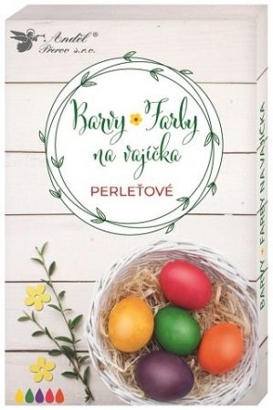 Barvy na vajíčka gelové perleťové, 5 ks, rukavice