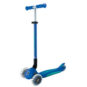 Globber Koloběžka dětská tříkolečková Plus - Primo Foldable Plus Lights V2 Navy Blue svítí