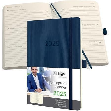Diář "Conceptum", půlnoční modrá, A5, týdenní, 2025, měkké desky, SIGEL C2532
