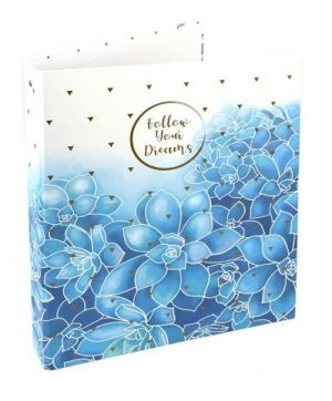 Pořadač 4kroužkový, A4 lamino, Romantic sukulent