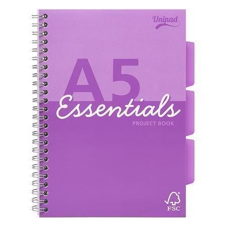 Spirálový sešit "Unipad Essentials Project Book", mix vzorů, A5, linkovaný, 100 listů, PUK