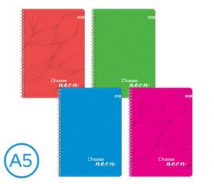 Blok spirála A5 NEON linka 60l mix