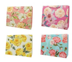 Taška dárková 32 x 25 x 11cm KYTKY mix