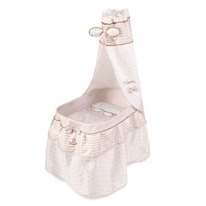 DeCuevas 51078 Pojízdná postýlka pro panenky s nebesy a peřinkou Verona 2024