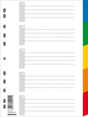 Číselný rozdružovač A4, PVC, 5 barev