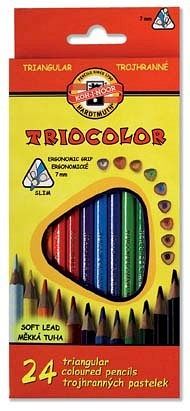 Pastelky trojhranné školní Triocolor, 24 ks