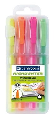 Zvýrazňovač 8722 Centropen, sada 4 ks