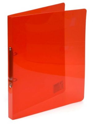 Pořadač A4, 2. kroužkový, polypropylen, průhledný, červený