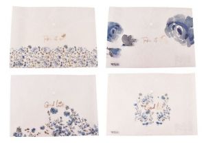 Složka s drukem A4 Bílá s modrými květy