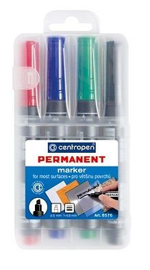 Značkovač 8576 Centropen, klínový, sada 4 ks