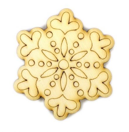 Dřevěný výřez vločka, 4,5 x 5 cm