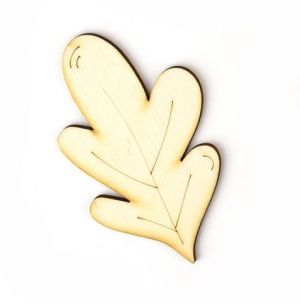 Dřevěný výřez list dubu, 5 x 8,5 cm