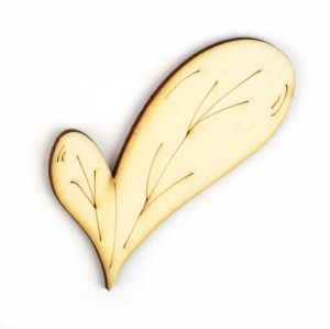 Dřevěný výřez list, 3,5 x 8 cm