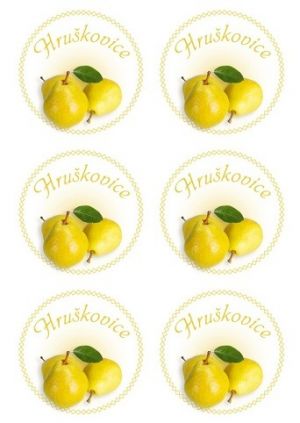 Samolepicí etiketa, Hruškovice, 6ks, kolečko