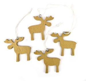 Sob závěs, dřevo, zlatý, 4 ks