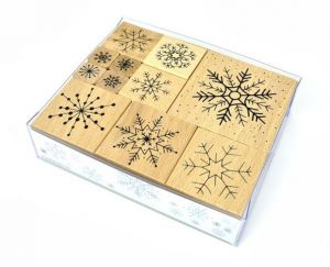Dřevěná razítka, vločky, 11 ks