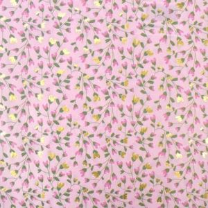 Papír na decopatch, růžovo-zlaté květy