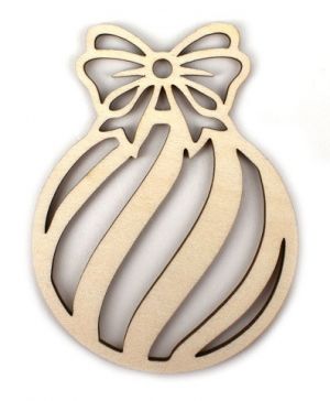 Dřevěný výřez baňka proužky, 7cm