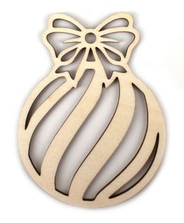 Dřevěný výřez baňka proužky, 7cm