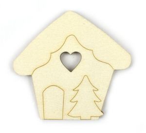 Dřevěný výřez domeček, 5,5 cm