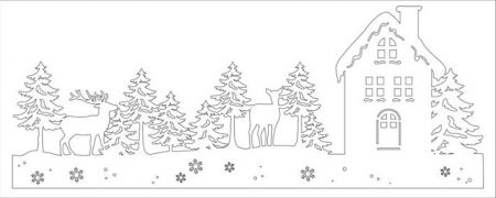 Bordura - papírový výřez, Zimní krajina