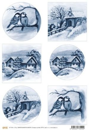 Papír A4, zimní romantika modrá, 170g