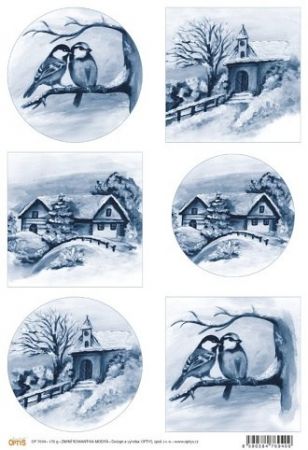 Papír A4, zimní romantika modrá, 170g