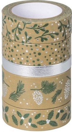 Papírové pásky lepicí, natur-zelená, 5 ks