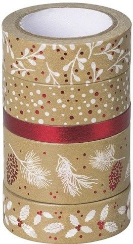 Papírové pásky lepicí, natur-červená, 5 ks