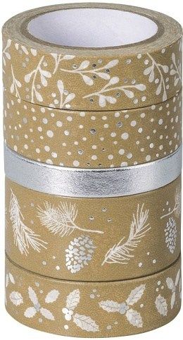 Papírové pásky lepicí, natur-stříbrná, 5 ks