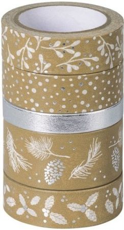 Papírové pásky lepicí, natur-stříbrná, 5 ks