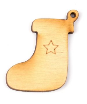 Dřevěný výřez punčocha, 3,3 x 4 cm, 5ks