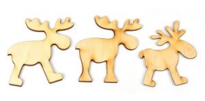 Dřevěný výřez sob, 7 x 8 cm, sada 3 ks