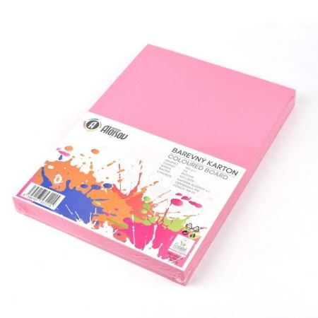 Barevný karton A4/ 100 ks, 180g, růžový