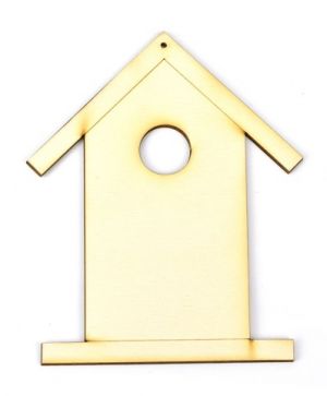 Dřevěný výřez ptačí budka, 12,2 x 15 cm