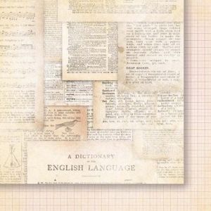 Papír na scrapbook oboustranný, anglické texty, 30,5 x 30,5 cm