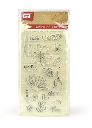 Razítka, květiny kresba, 17 ks