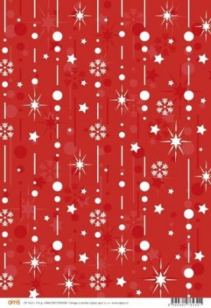 Papír A4, vánoční červený , 170g - jednostranný