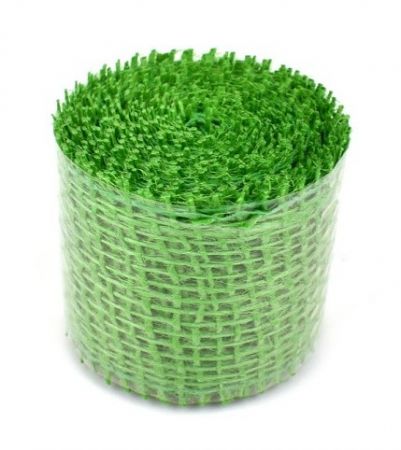 Jutová stuha sv. zelená, 4 cm x 3 m