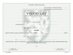 Výuční list -tříleté obory pro tisk QR kódu