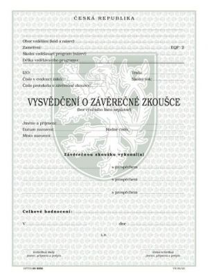 Vysvědčení o závěrečné zkoušce (střední vzdělání a výučním listem )-dvouleté obory pro ti