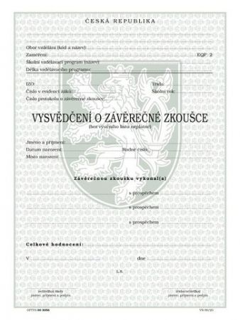 Vysvědčení o závěrečné zkoušce (střední vzdělání a výučním listem )-dvouleté obory pro ti